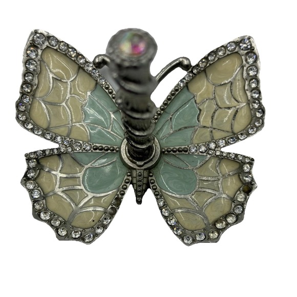 Matashi Other - Matashi /blue and Cream Enamel And Silver Plated Butterfly Jewelry Ring Holder